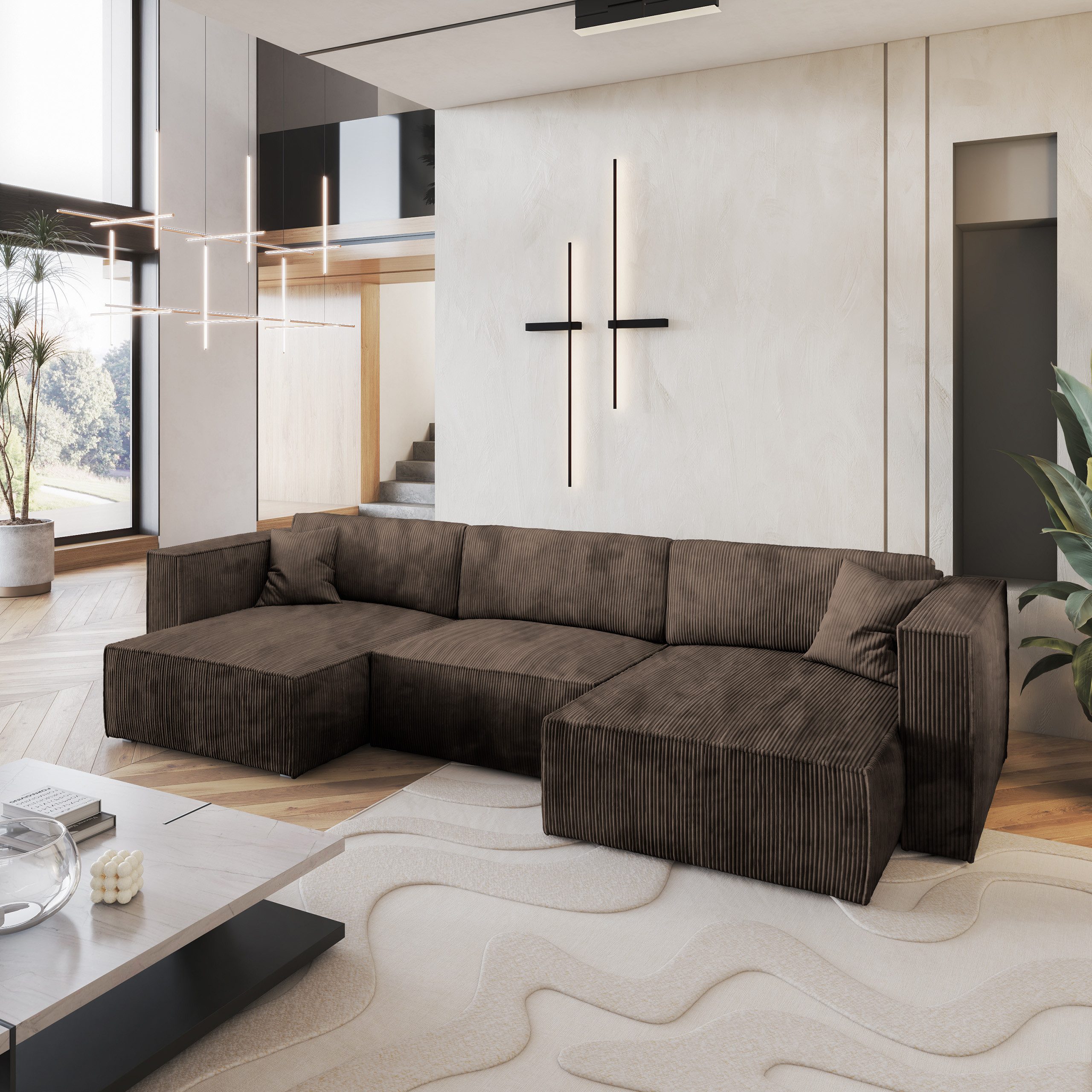 Masseno Ecksofa SARMO mit Schlaffunktion U-Form, günstig online kaufen