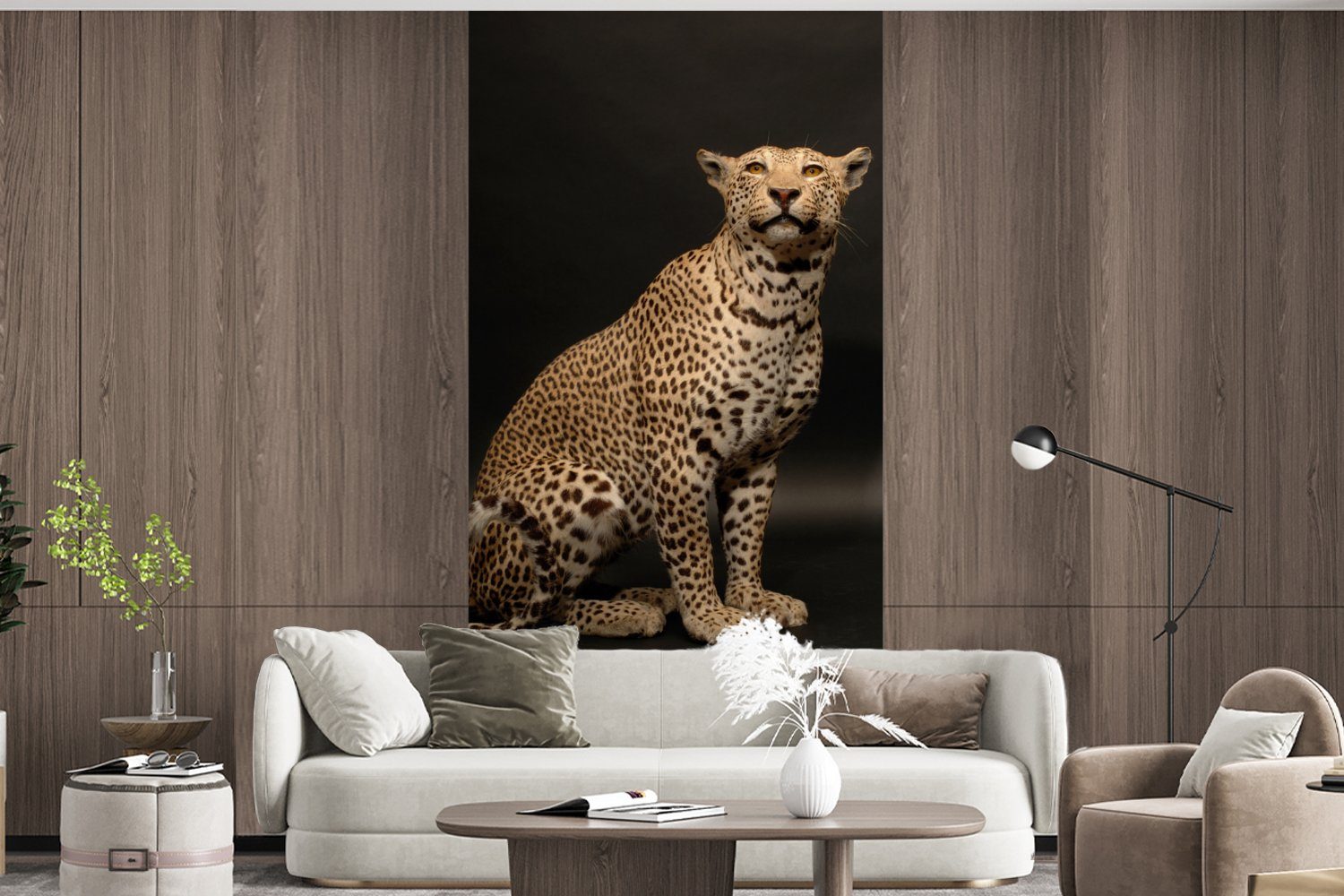 Leopard Tiere St), Matt, - Küche, Fleck, Fototapete bedruckt, (2 für Schlafzimmer MuchoWow Wohnzimmer - Vliestapete Fototapete