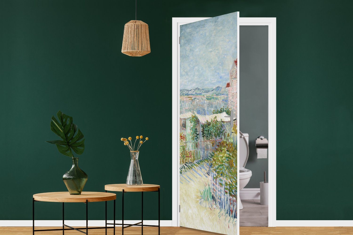 Tür, (1 Galette der Fototapete Montmartre: hinter St), MuchoWow - van cm 75x205 Mühle für bedruckt, Matt, Türaufkleber, Türtapete Vincent von Gogh,