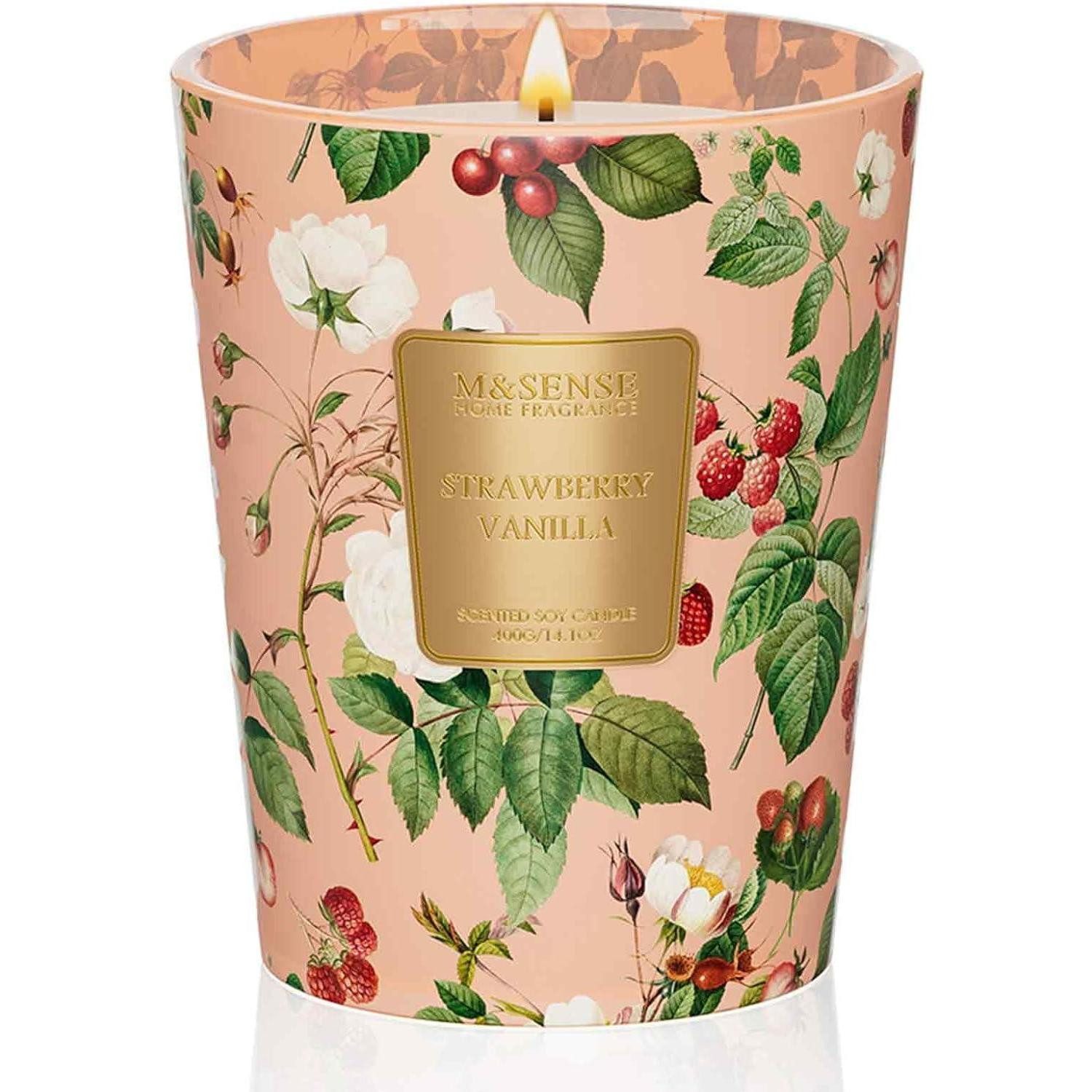 LuxusKollektion Duftkerze Duftkerze Erdbeere Vanille 75Std Sojawachs 400g Erdbeere