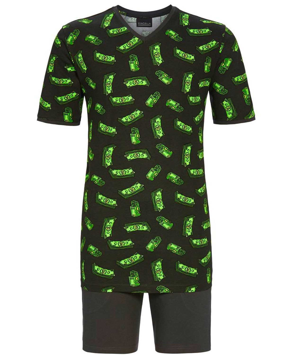 Ringella Pyjama Herren Kurzarm 'Dollars' 4241316, Graphit
