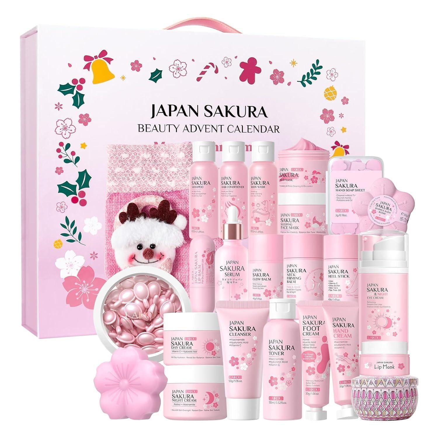 LuxusKollektion Kosmetik-Adventskalender Adventskalender Gesichtspflege 24-teilig Sakura für Frauen