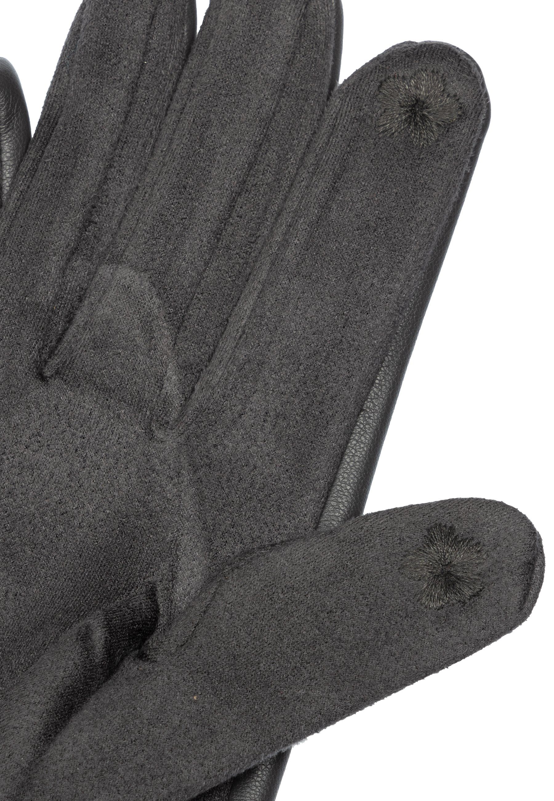 Strickhandschuhe klassisch dunkelgrau Dekor elegante Caspar Handschuhe uni Damen mit GLV017 Fell