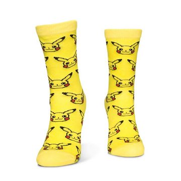DIFUZED Kostüm Pokémon – Pikachu/Glumanda/Evoli Socken 3er-Pack, Drei Paar Socken mit beliebten Pokémon im Geschenkkarton