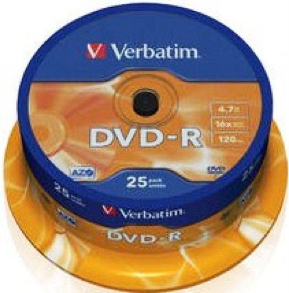 DVD-Rohling 25 Verbatim Rohlinge DVD-R 4,7GB 16x Spindel