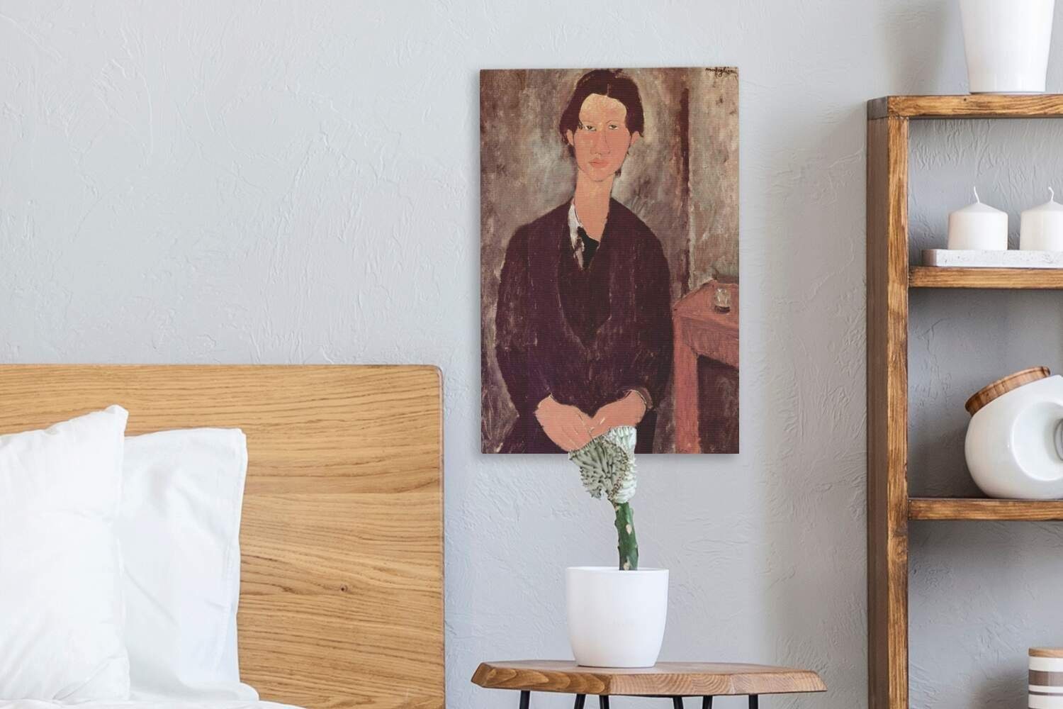 (1 Gemälde, Zackenaufhänger, - Soutine Modigliani, inkl. 20x30 Leinwandbild Gemälde Amedeo Leinwandbild fertig cm von OneMillionCanvasses® Chaim St), bespannt
