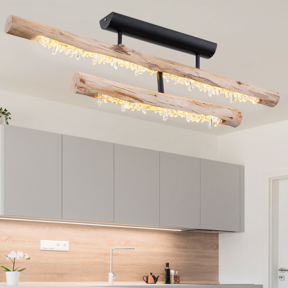 Deckenleuchte, Holz LED Rustikal Holz verbaut, Deckenleuchte LED-Leuchtmittel Warmweiß, fest Wohnzimmerlampe etc-shop