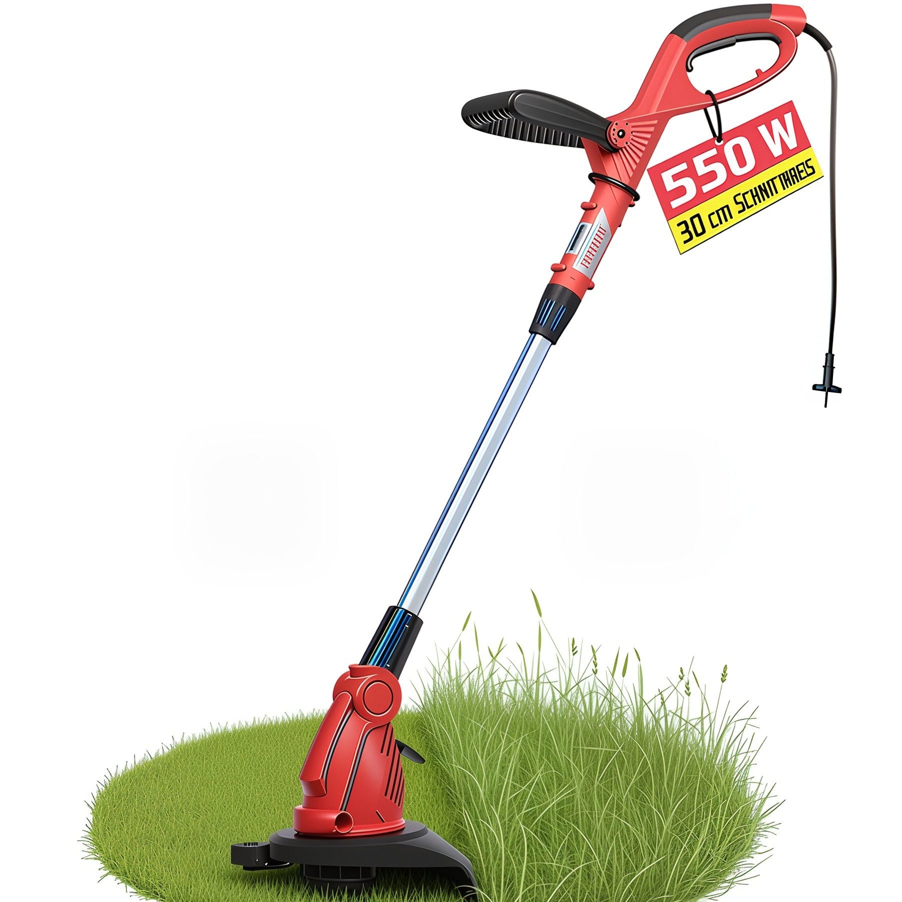 Hecht Elektro-Rasentrimmer 530 mit Auftipp-Automatik, 30 cm Arbeitsbreite Faden, 2,6kg, 550W, 10000 U/min