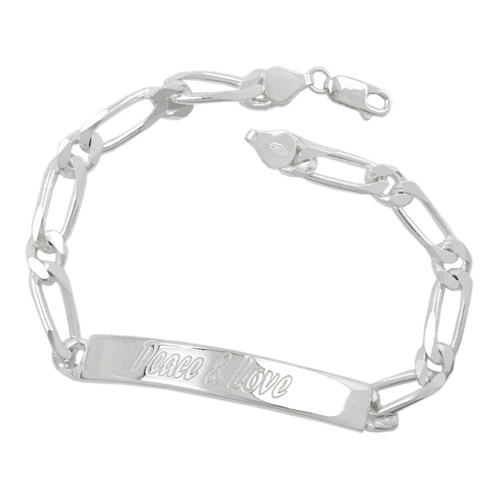 Erario D'Or ID Armband Silberarmband 21 cm Figarokette, glänzend Silber 925