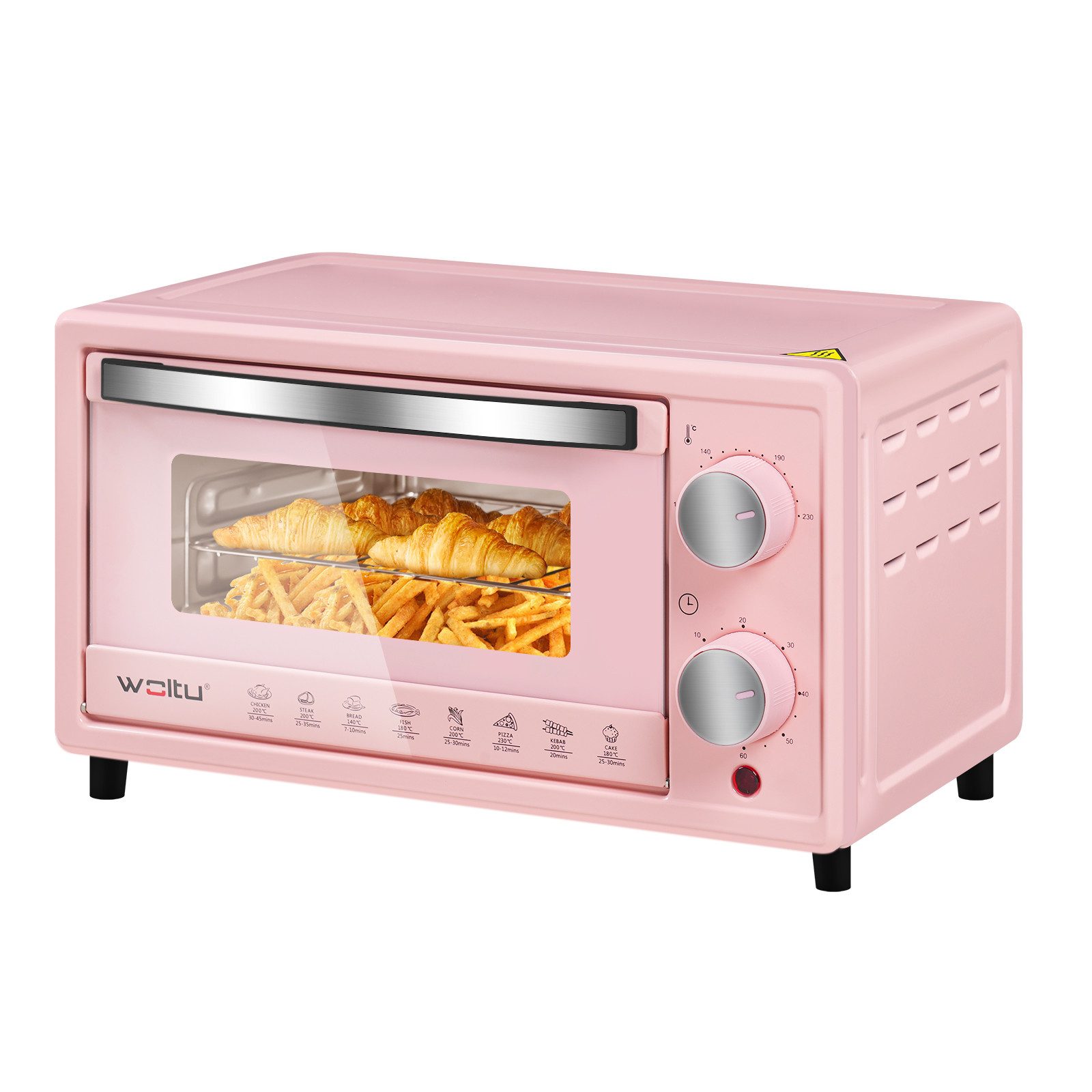 Woltu Minibackofen, 10 Liter, 800 Watt Pizzaofen Krümelblech mit Timer