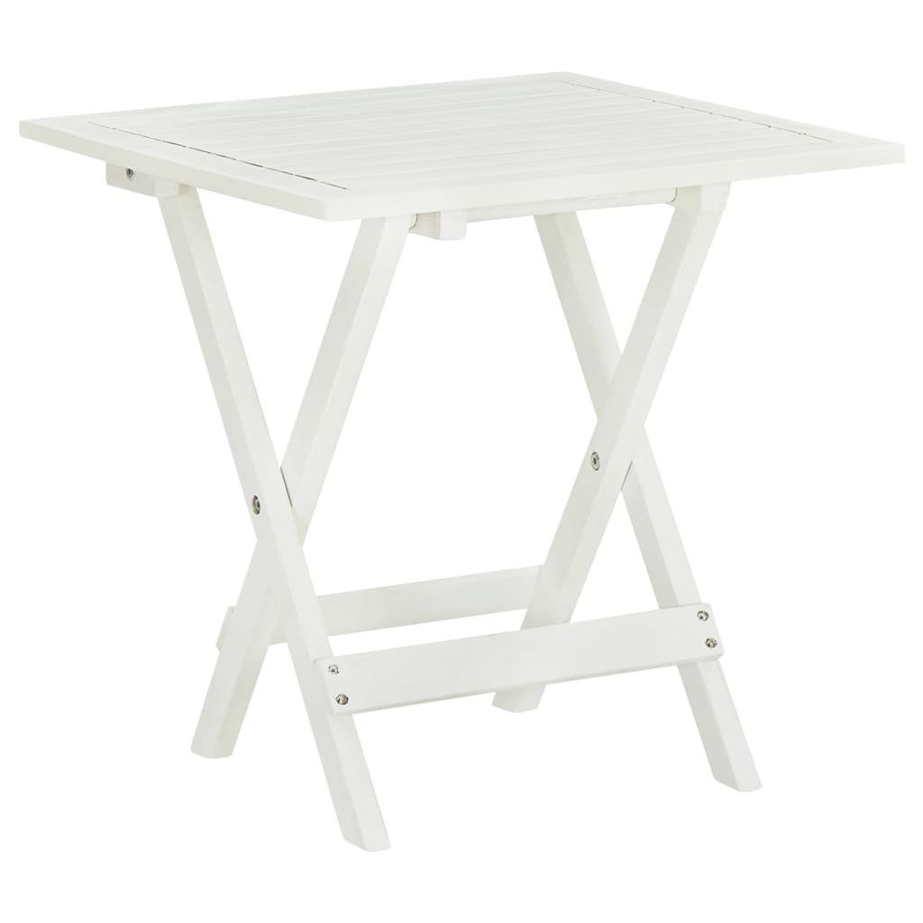 furnicato Gartentisch Echtholz Beistelltisch 46x46x47 cm, weiß lackiert (1-St), Witterungsbeständiger Nachttisch, klappbar und für das Schlafzimmer