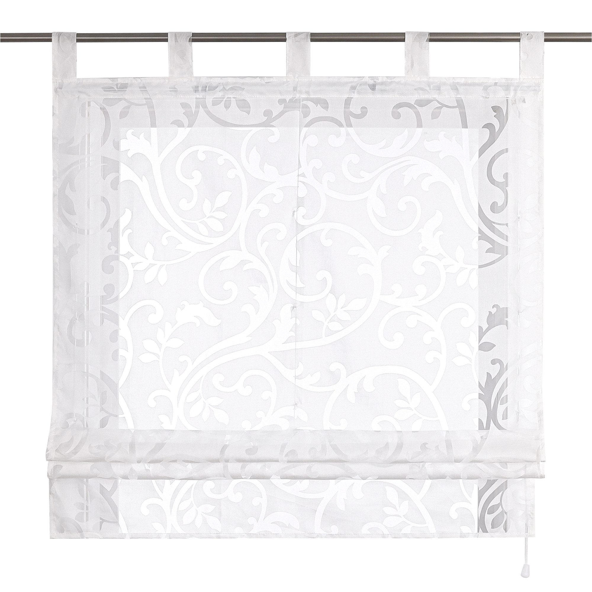 Delien Raffrollo Jessica, mit Schlaufen, Voile Uni mit Floral Ausbrenner günstig online kaufen