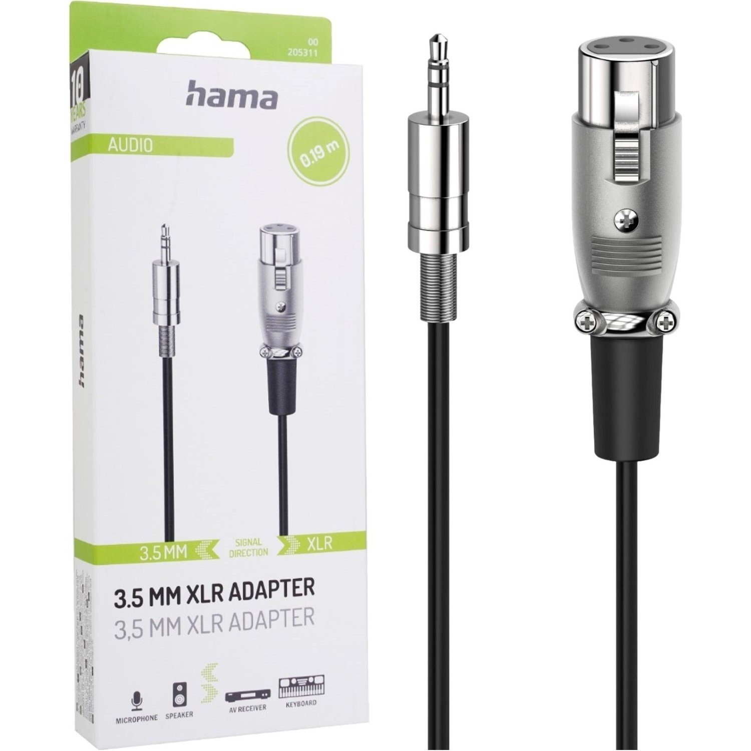 Hama AudioAdapter XLRKupplung auf 3,5mmKlinkenStecker Stereo AudioKabel, KlinkeStecker