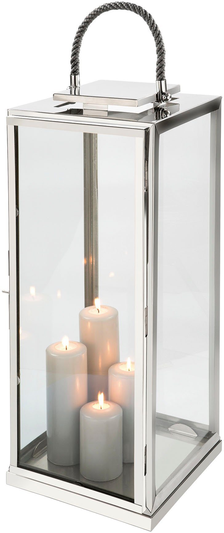 Fink Kerzenlaterne SEVILLA (1 St), Silberfarben - aus Edelstahl und Glas