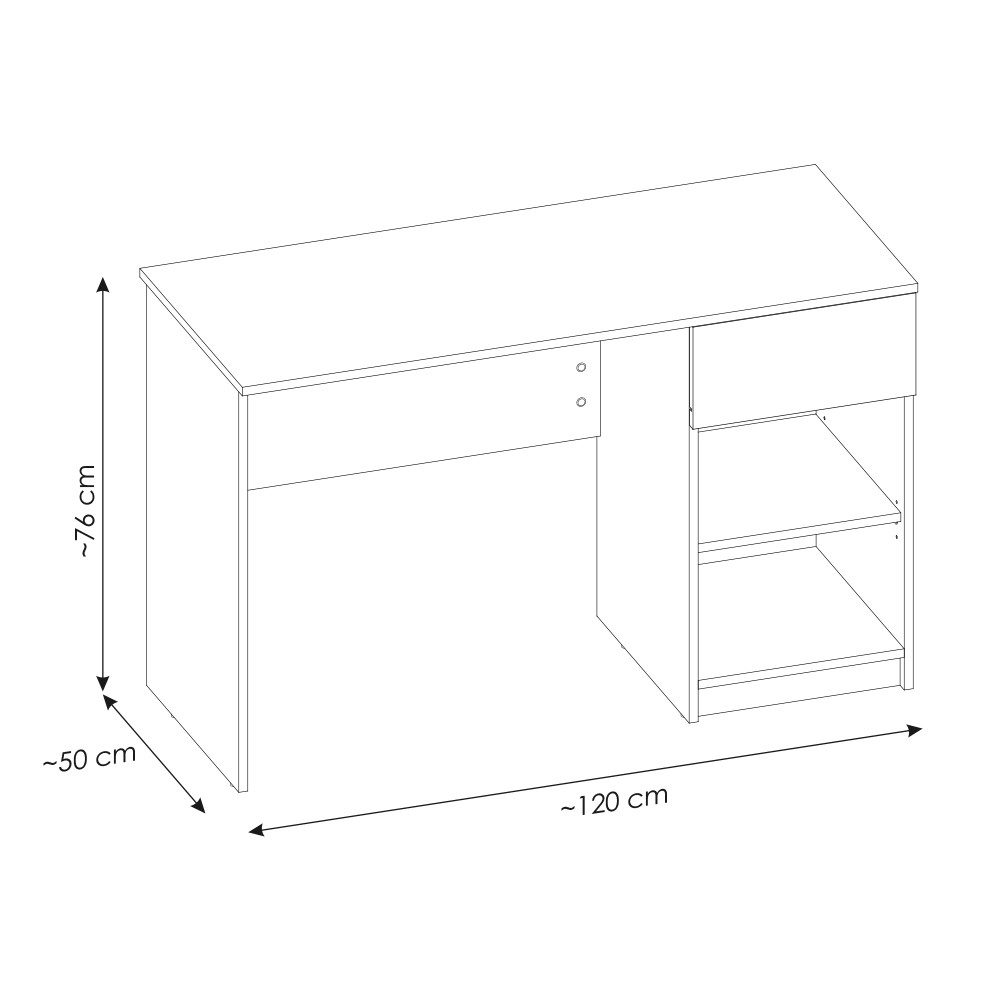 Lomadox Schreibtisch FIER-129, Kaschmir mit Eiche, 1 Schublade, 2 Fächer, g günstig online kaufen