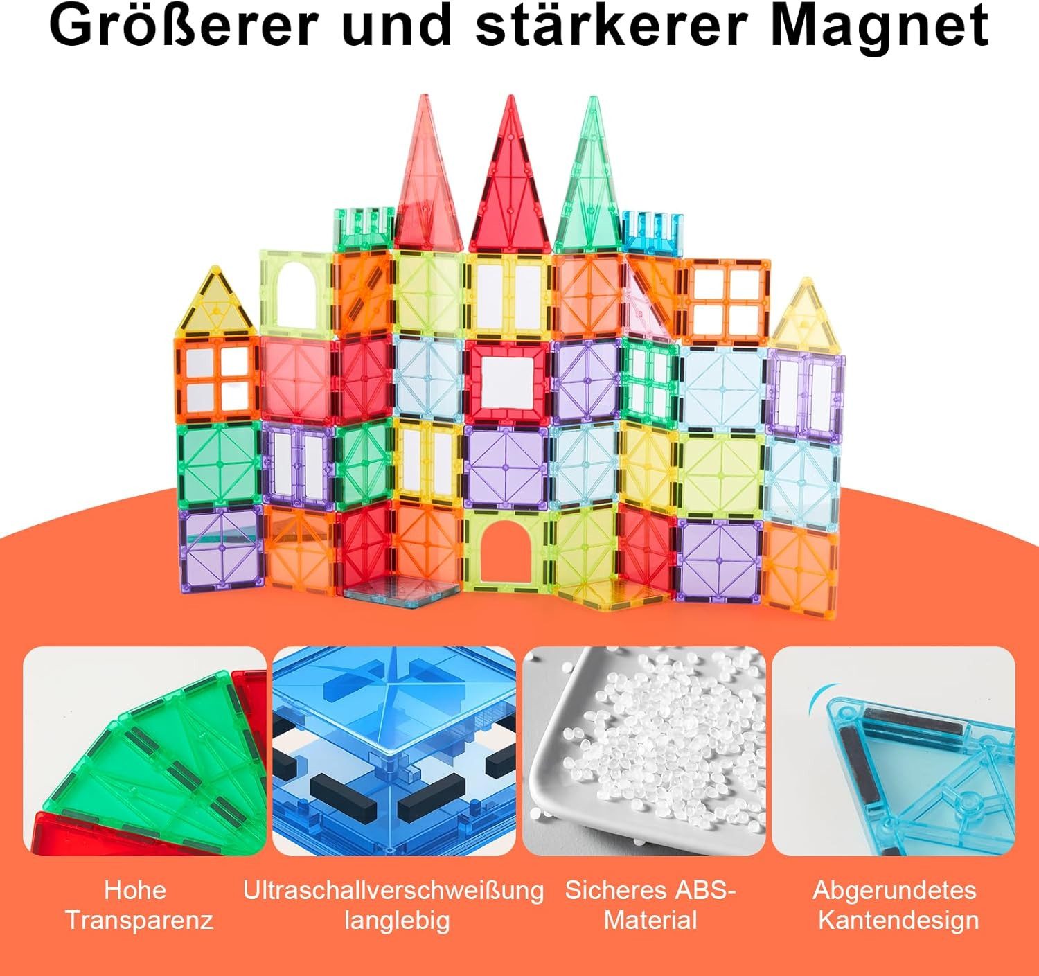 Youyijia Magnet 100 Stück magnetische Bausteine für Kinder