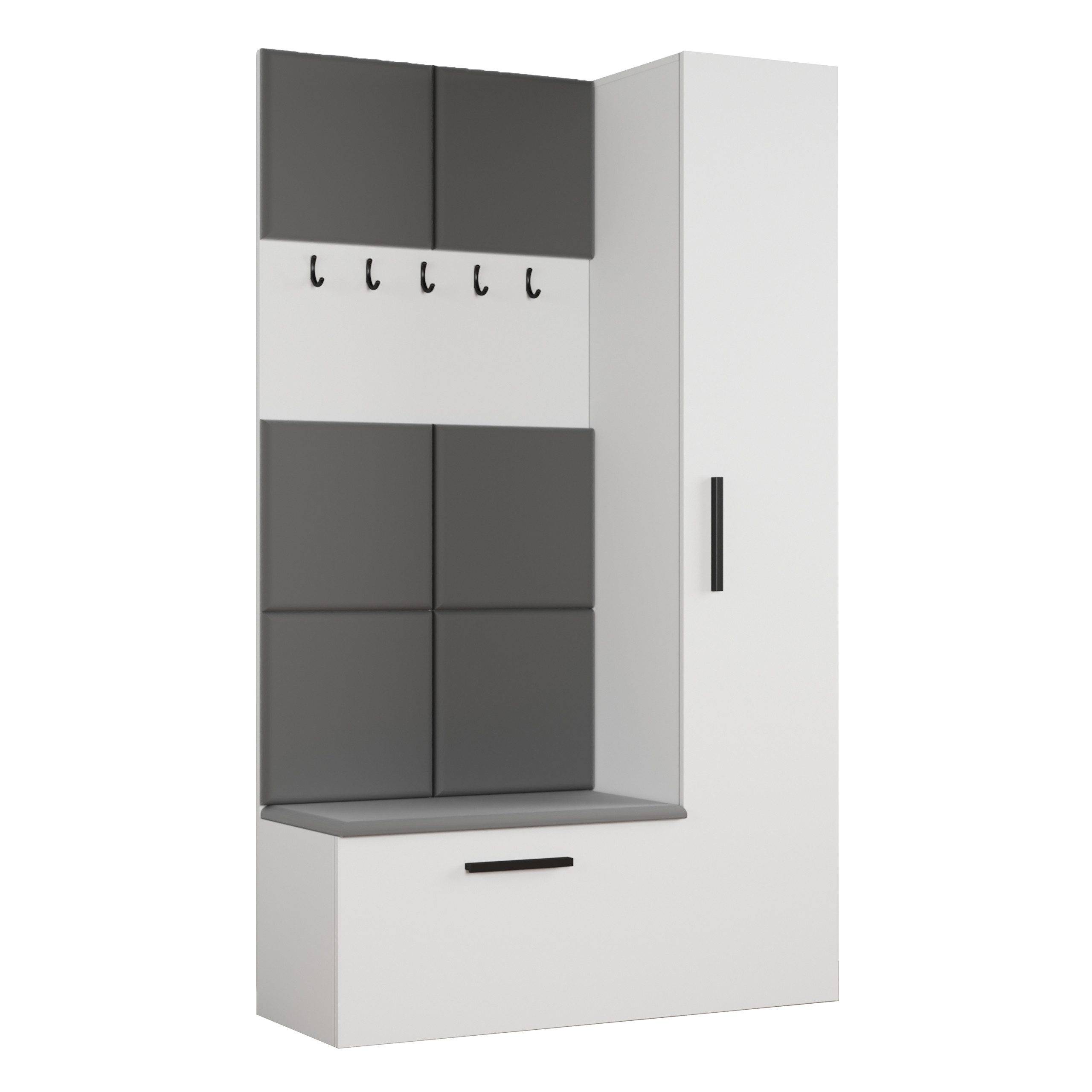 Masseno Garderobenschrank MODULO 120,6 x 204 cm Flurmöbel mit 1 Türen Weiß