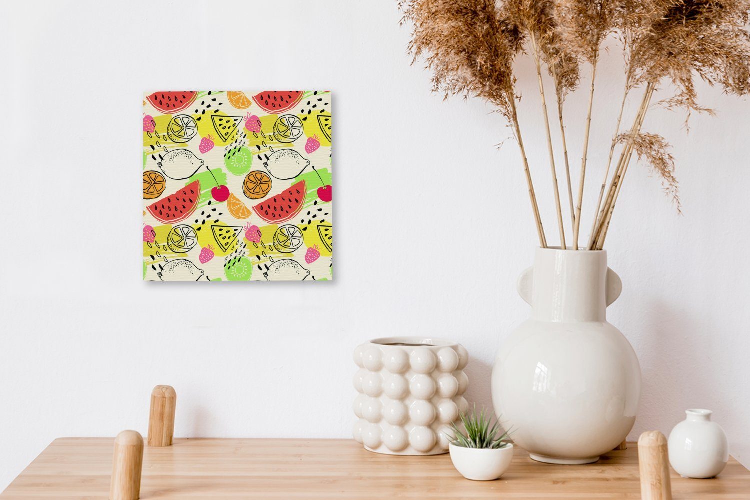 - für Muster, OneMillionCanvasses® - Schlafzimmer St), Obst Wohnzimmer Leinwandbild Leinwand (1 Wassermelone Bilder