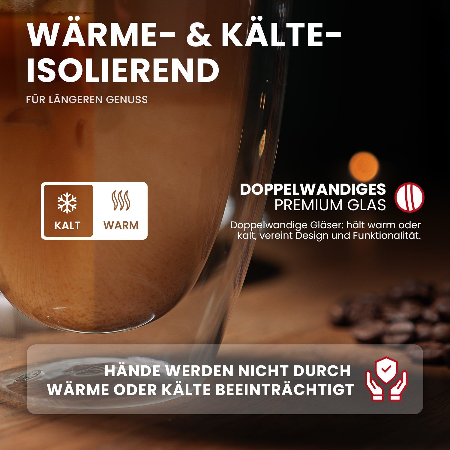 GENTOR Gläser-Set GENTOR Glas Set Longdrinkglas 2er Set Wasserglas Saftglas Kristallglas, 2-teilige Latte Macchiatto Doppelwand Glas 450ml – Bild 4 von 5