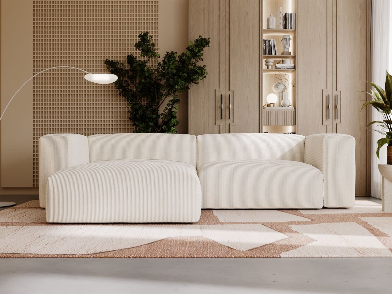 GrainGold Ecksofa L-Form Landi L, Set, Couch, T25-Schaum, Freistehendes, Wellenfedern