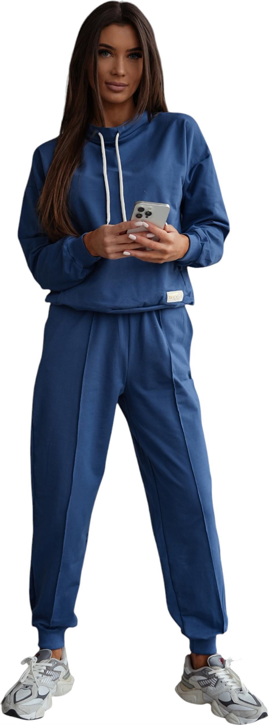 EloModa Jogginganzug Damen Freizeitanzug Hausanzug Homewear Jogginganzug, Gr. S M L XL (2-tlg), MADE IN EU