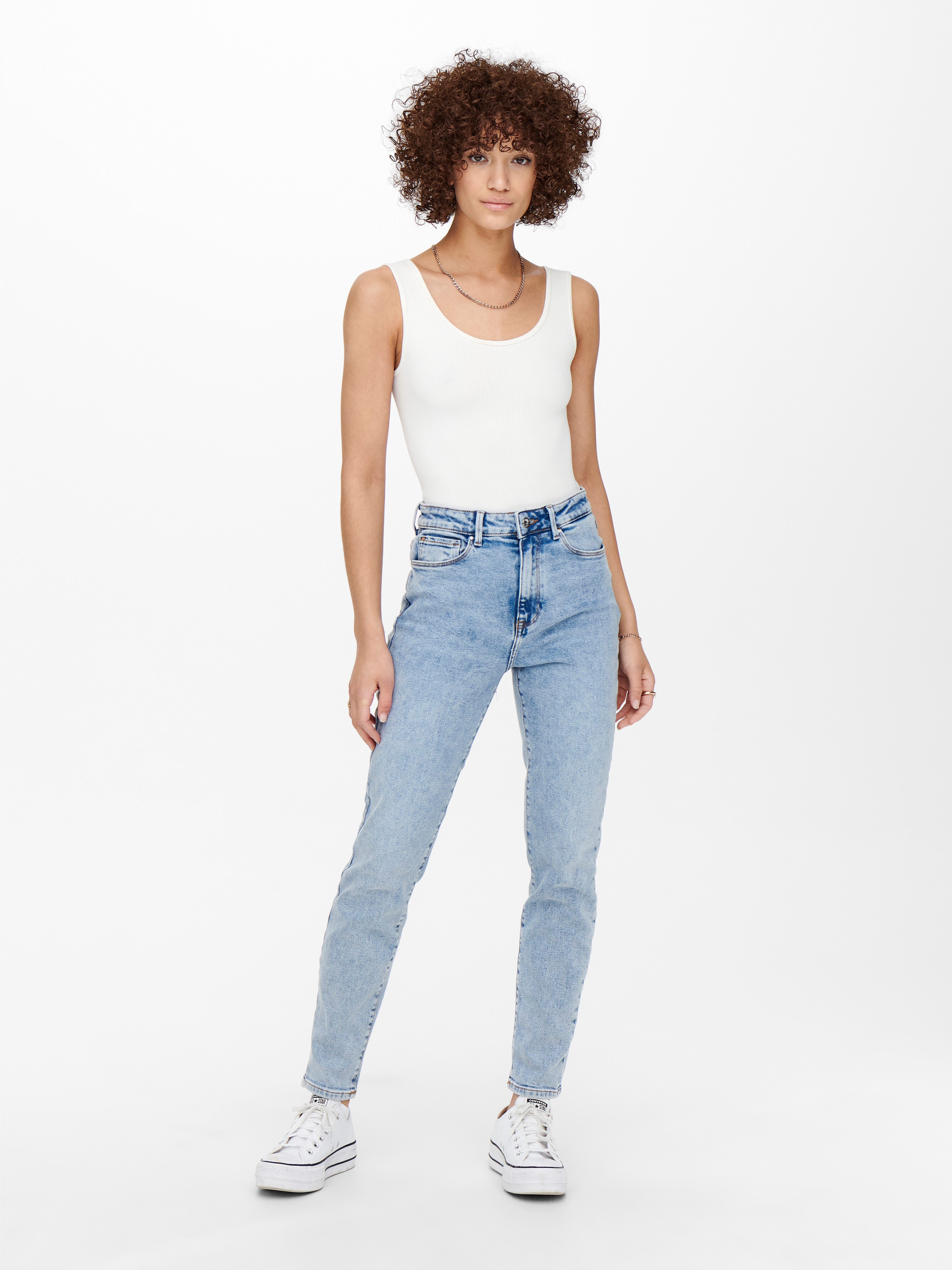 ONLY High-waist-Jeans ONLEMILY – Ankle-Jeans mit High Waist und geradem Schnitt helle Waschung für einen ausgewaschenen und helleren Denim-Look – Bild 4 von 5