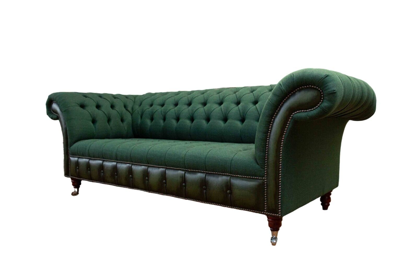JVmoebel Sofa Grünes Chesterfield Sofa Europe Sitzer Couch Leder Stoff Couchen, Made Polster in 3