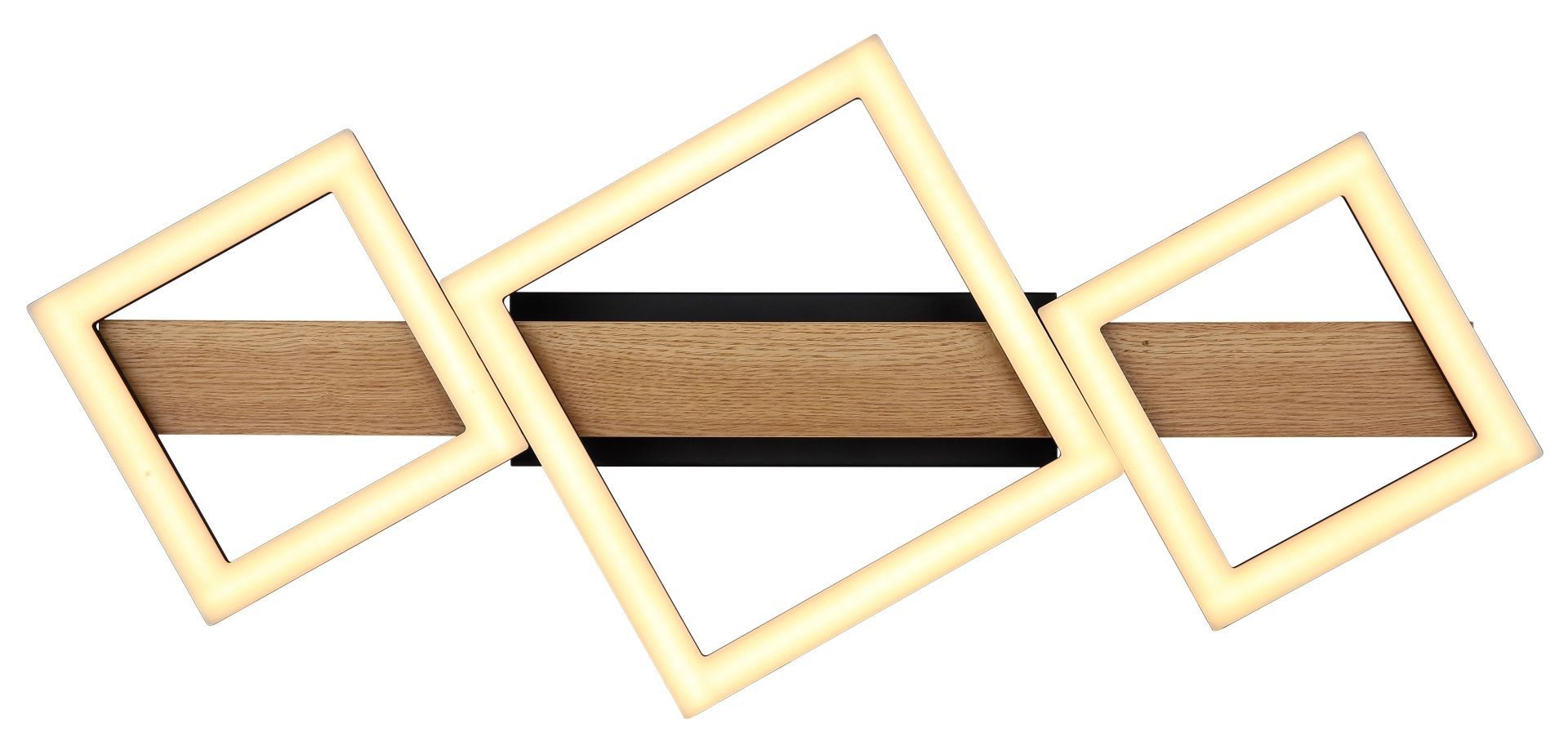 GLOBO LIGHTING LED Deckenleuchte DUSTIN, LED fest integriert, Warmweiß, Deckenlampe, Holz, unterschiedliche Quadrate, Wohnbereich