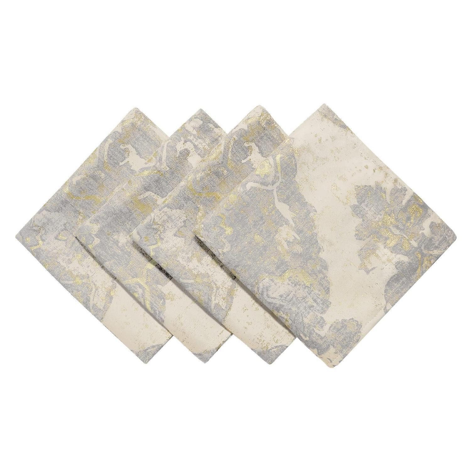 LuxusKollektion Stoffserviette Stoffservietten 4er Set Beige 45x45cm, (4 St)