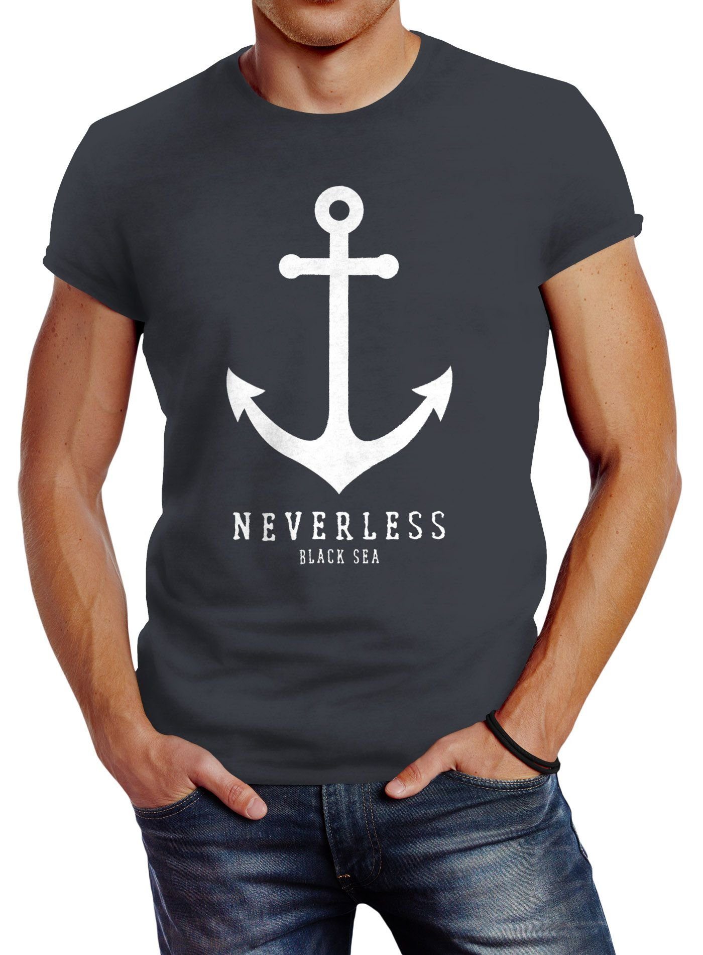 Neverless Print-Shirt Herren T-Shirt Anker Nautical günstig online kaufen