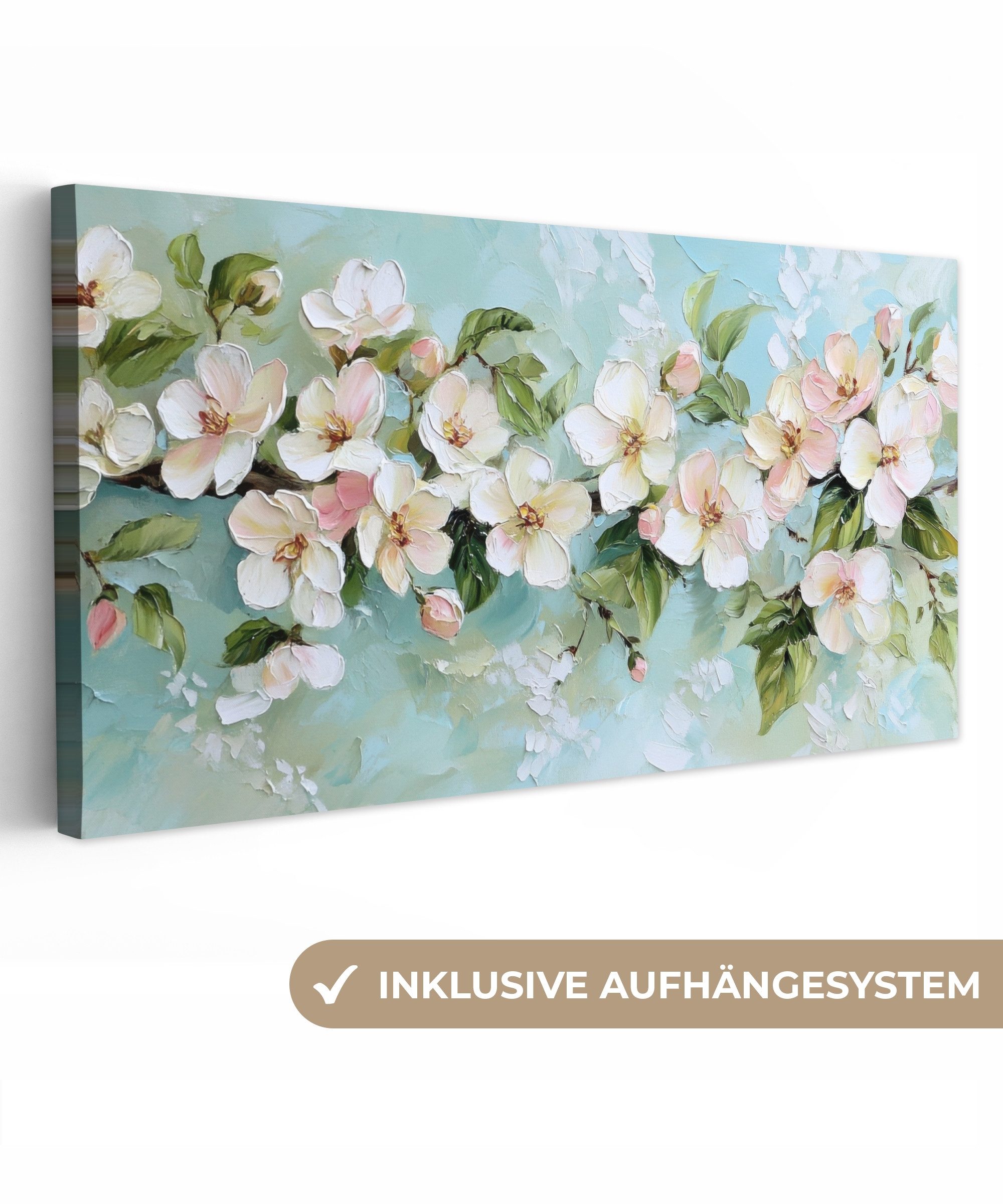 OneMillionCanvasses® Leinwandbild Panorama Blüte - Blätter günstig online kaufen