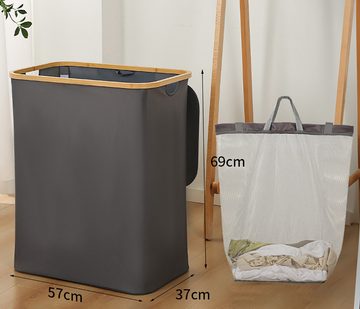 Mrichbez Wäschekorb Wäschekorb mit Deckel (1 St., Wäschebox mit Henkel und Tasche für Zimmer Platzsparend), faltbar Wäschekorb