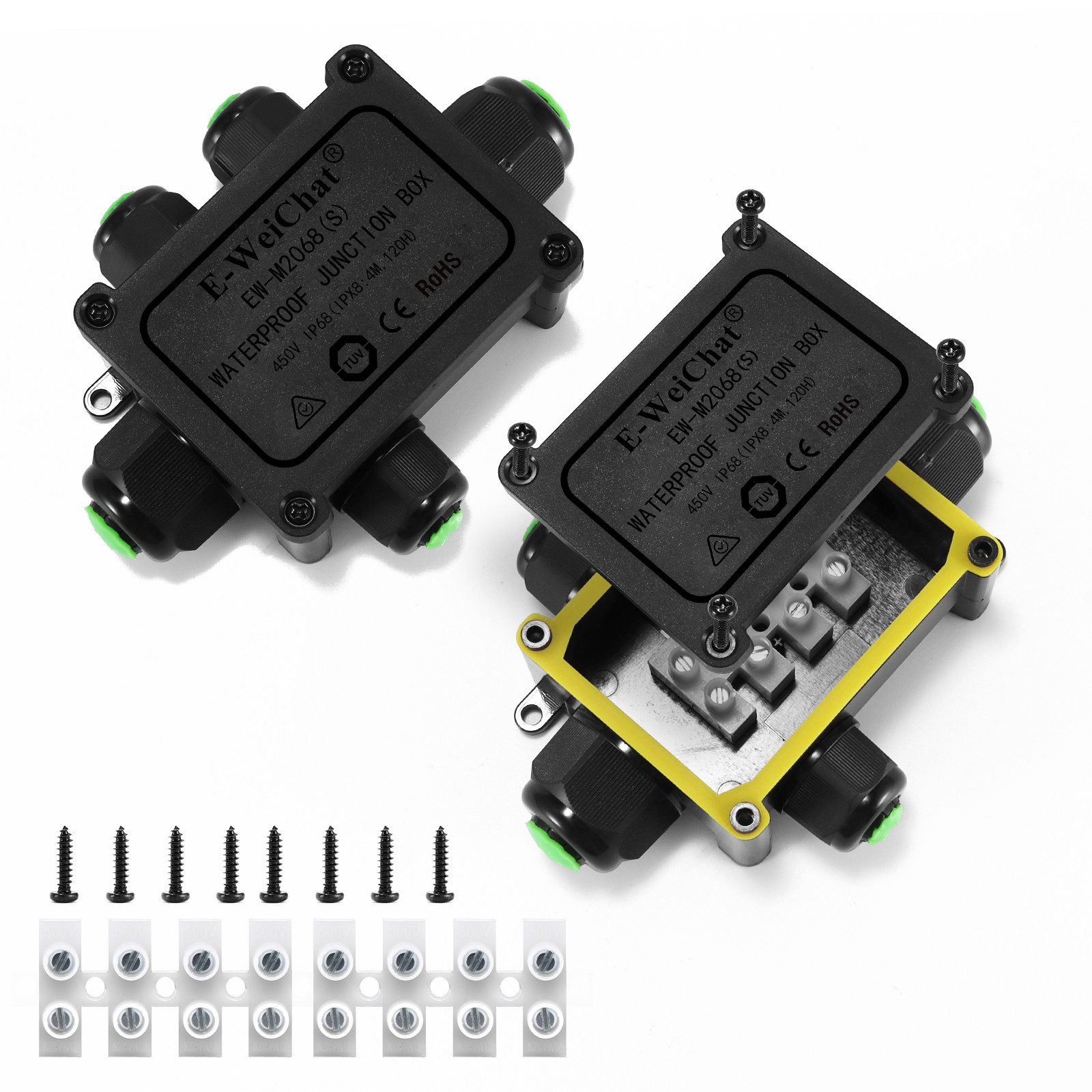 BlingBin Kabelverbinder-Sortiment Abzweigdose Wasserdicht IP68 Kabelverbinder Erdkabel Junction Box, 1 Stück, 2-tlg., 1pcs, Verteilerdose 2-5 Wege,Ø5mm-9mm kabel für außen garten outdoor