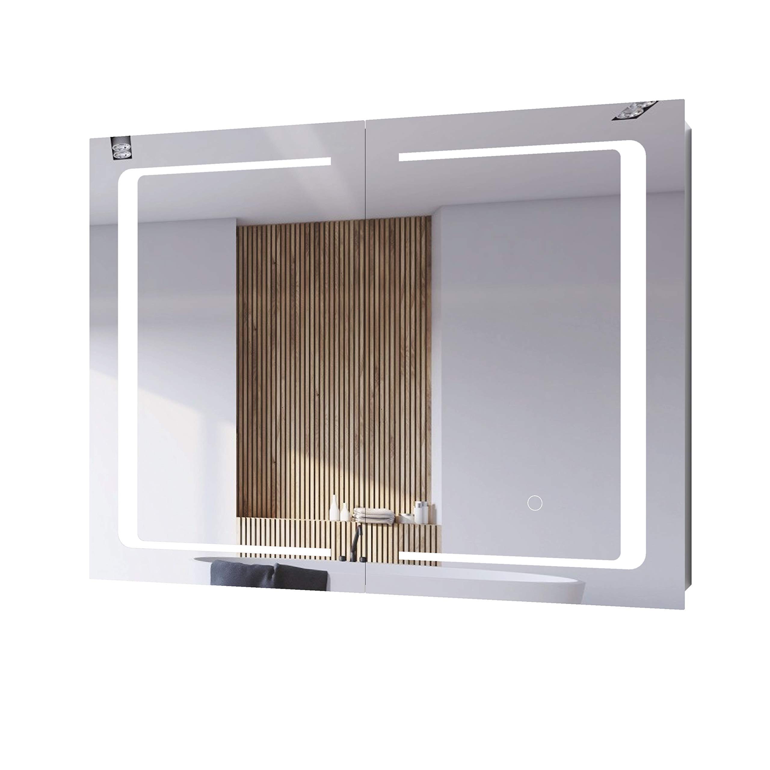 Homfa Spiegelschrank (Badschrank, mit LED Beleuchtung) Breite 80 cm
