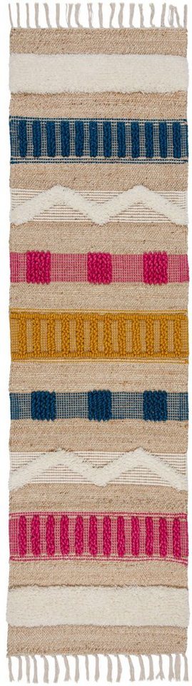Läufer Medina, FLAIR RUGS, rechteckig, Höhe: 12 mm, Boho-Look, aus  Naturfasern wie Wolle & Jute, Teppichläufer