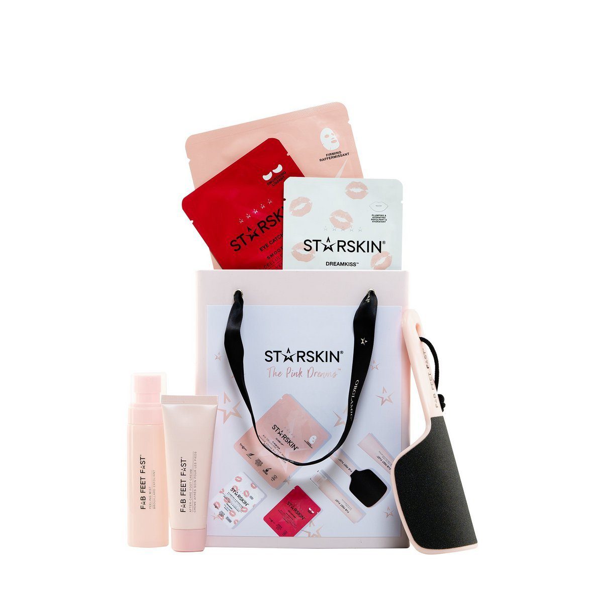 STARSKIN® Pflege-Geschenkbox Pink Dreams™ Set, 6-tlg., Geschenkset Blechdose 6-teilig Gesichts-,Augen-,Lippenmaske+Fußpflege