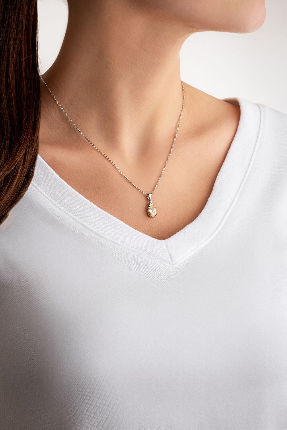 So CHIC... Kette mit Einhänger Minimal 18K Weißgold Plattiert 45cm Anhänger