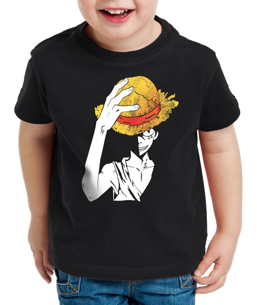 style3 Print-Shirt Kinder T-Shirt Ruffy Straw one luffy Strohhut piece  anime Hut pirat piratenbande
