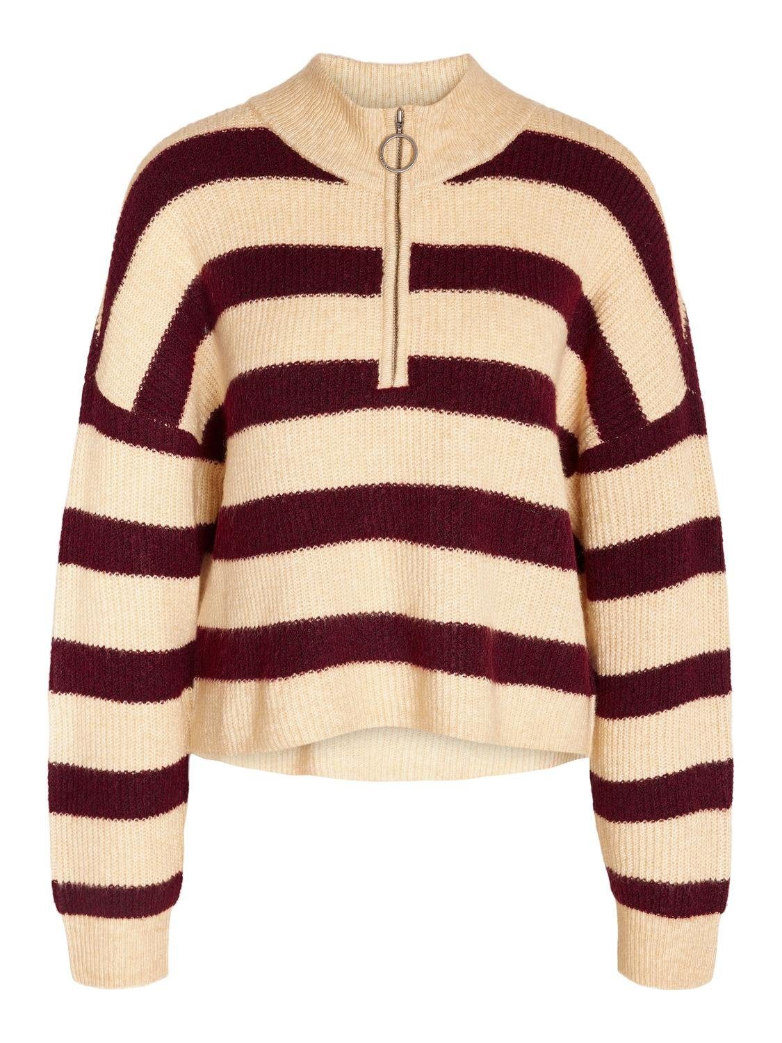 Noisy may Strickpullover Gestreifter Strickpullover mit Zip NMNEWALICE 6449 in Rot