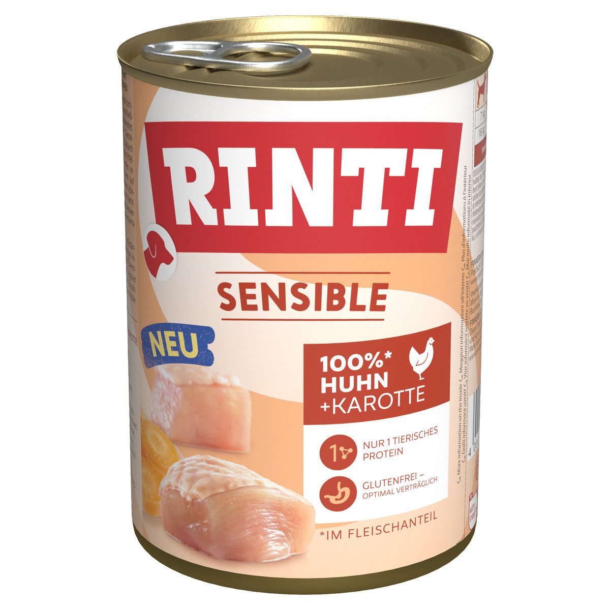 Rinti Sensible mit Huhn + Karotte 400 g - 12 Stück, Nassfutter für: Hund