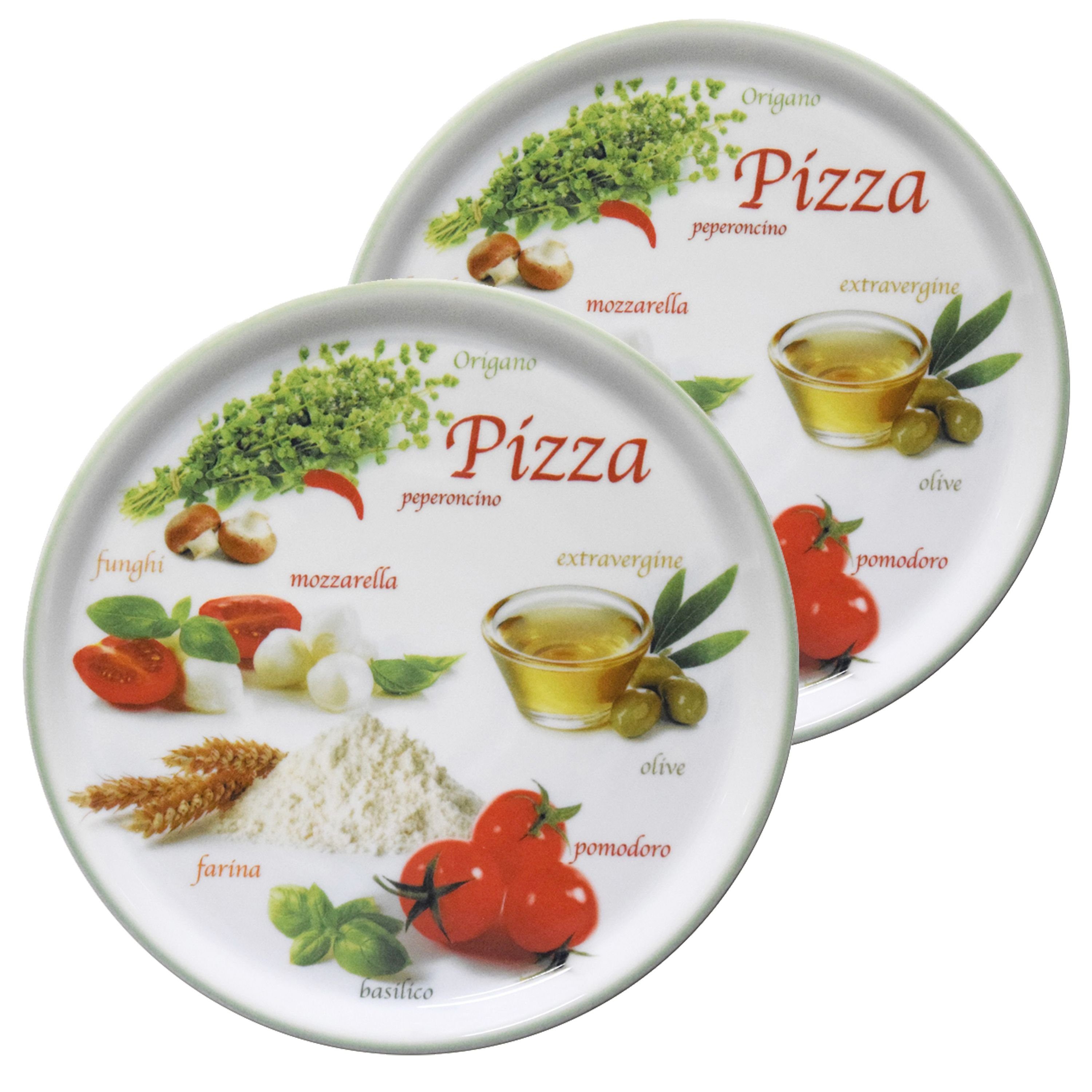 Pizzateller 2er Set Pizzateller Napoli Pizzafoods grün 33cm - 04018#ZP1