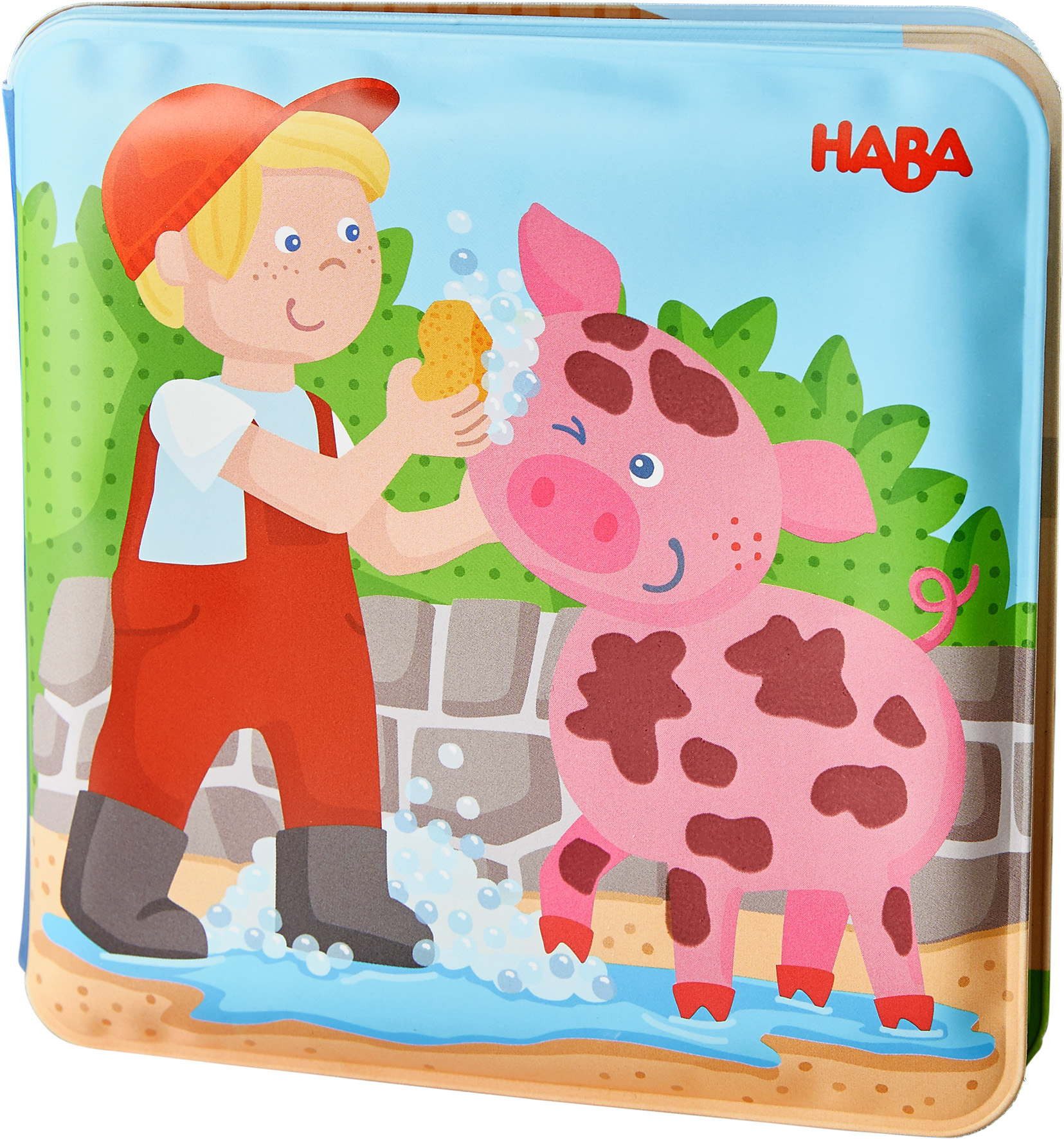 Haba Stoffbuch Babywelt Babyspielbuch Badebuch Waschtag bei Schwein & Kuh 2011705001