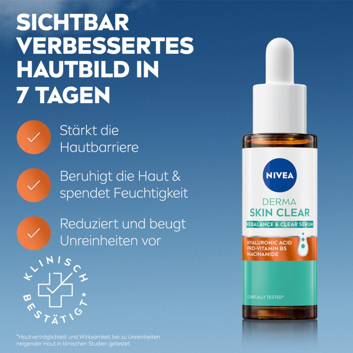 Nivea Gesichtspflege-Set DERMA SKIN CLEAR Routine Mizellenwasser, UV-Fluid & Rebalance Serum Set, 3-tlg.