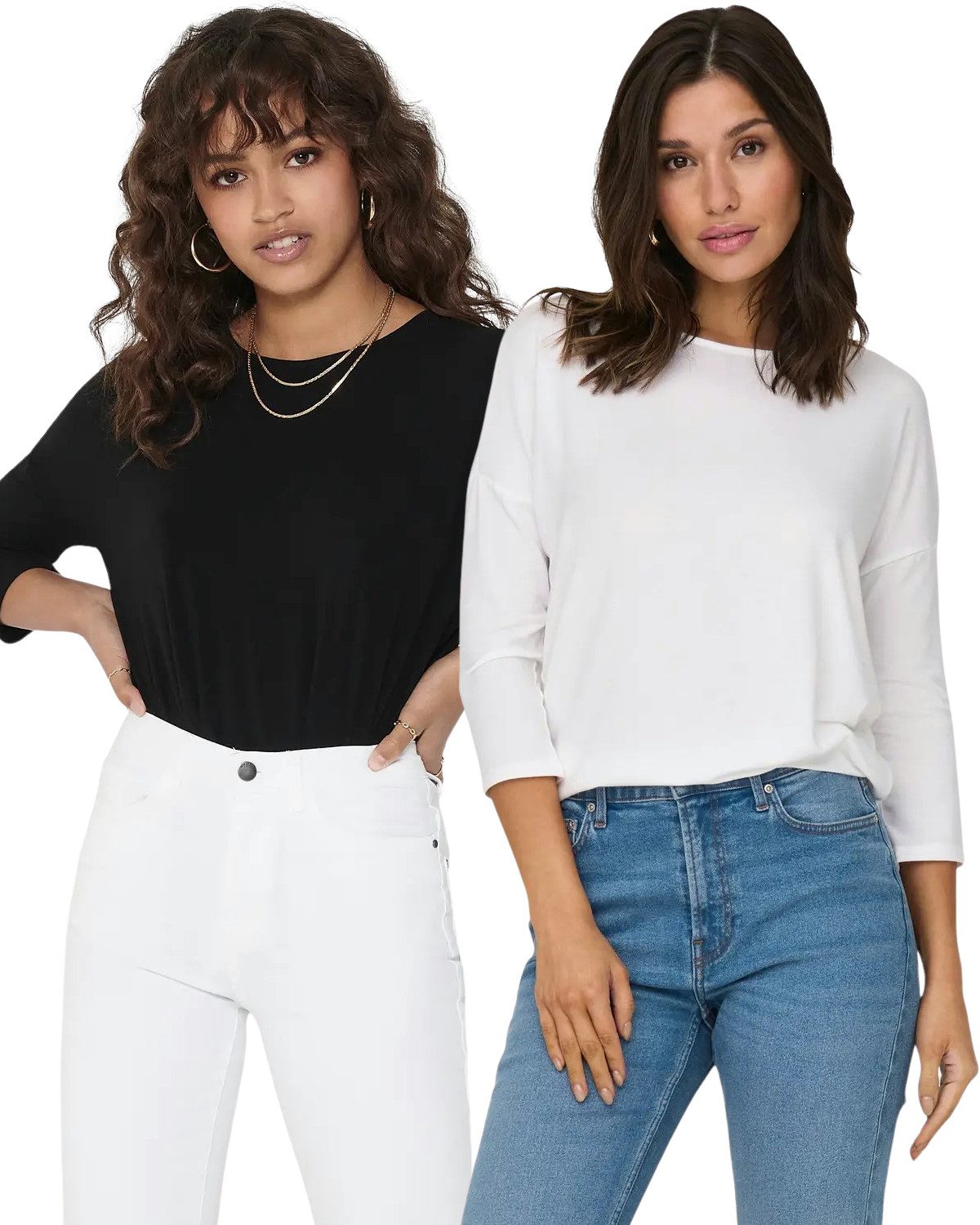 ONLY 3/4 Arm-Pullover (Set, 2er-Pack) Locker geschnitten günstig online kaufen