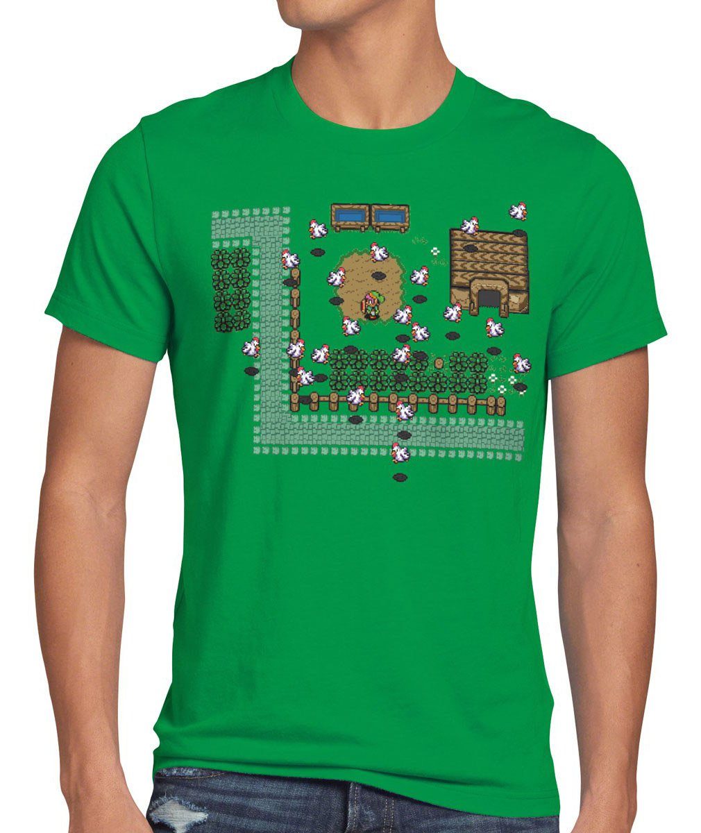 style3 Print-Shirt Herren T-Shirt Link Retro Gamer zelda gameboy Kult Fan Pixel Spiel Game switch grün
