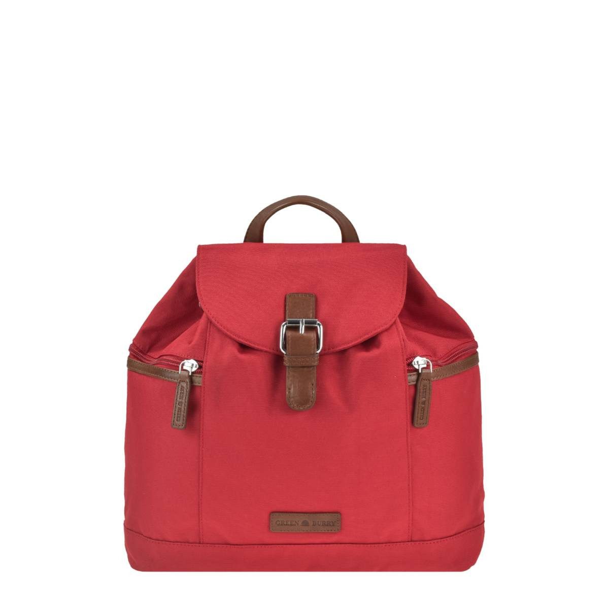 Greenburry Freizeitrucksack "Heidi" leichter Nylonrucksack, Rucksack 32x28cm, kleiner Damenrucksack Cityrucksack klein, rot