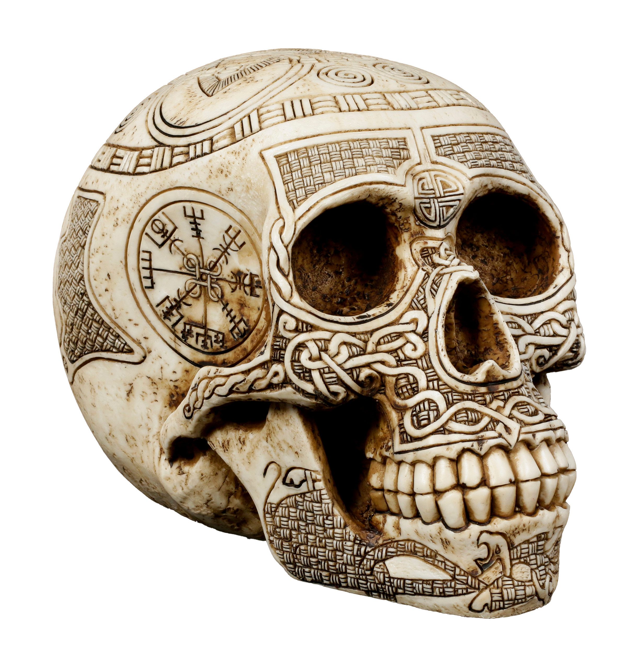 Figuren Shop GmbH Dekofigur Totenkopf - Germanen - Gothic Fantasy Halloweendeko