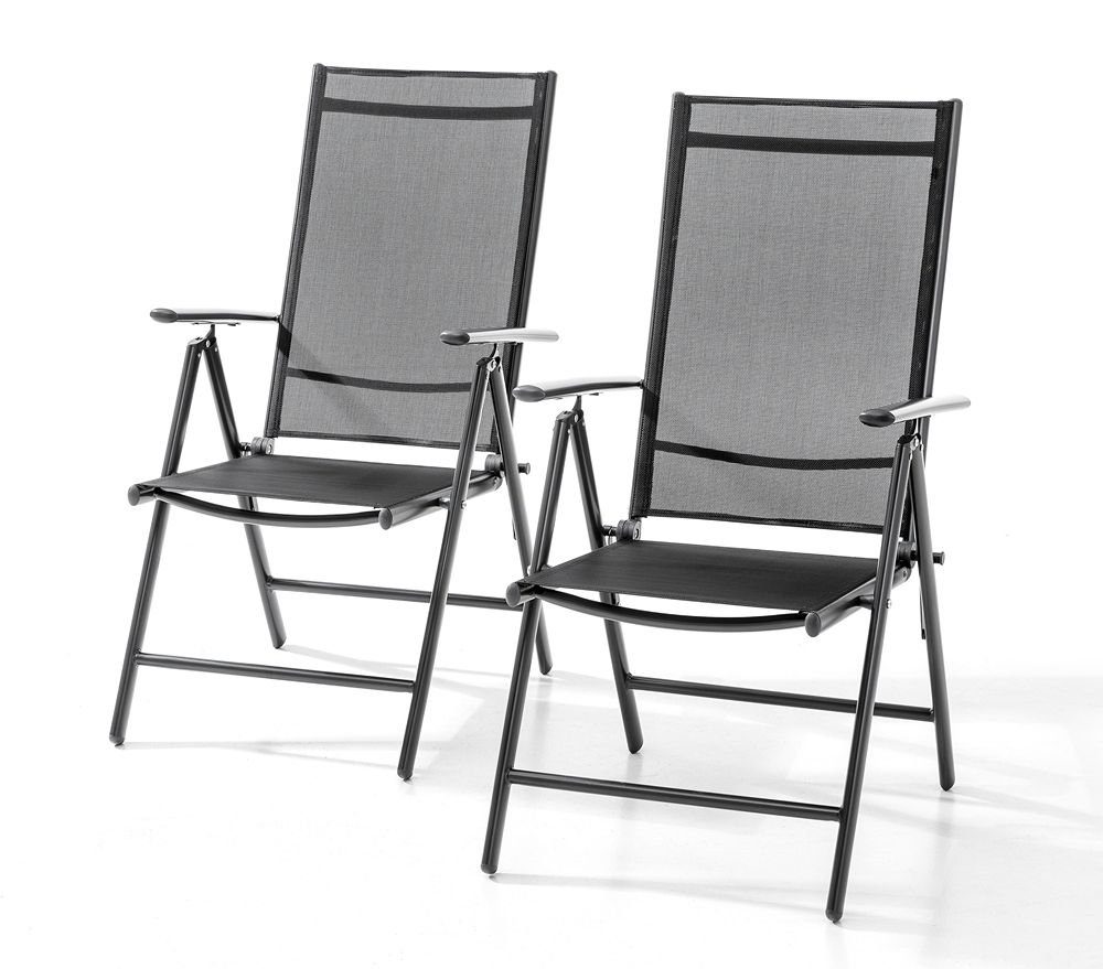 CHILLROI Hochlehner Aluminium Klappsessel Gartenstuhl Campingstuhl (2er Set), mit 7-fach verstellbarer Rückenlehne