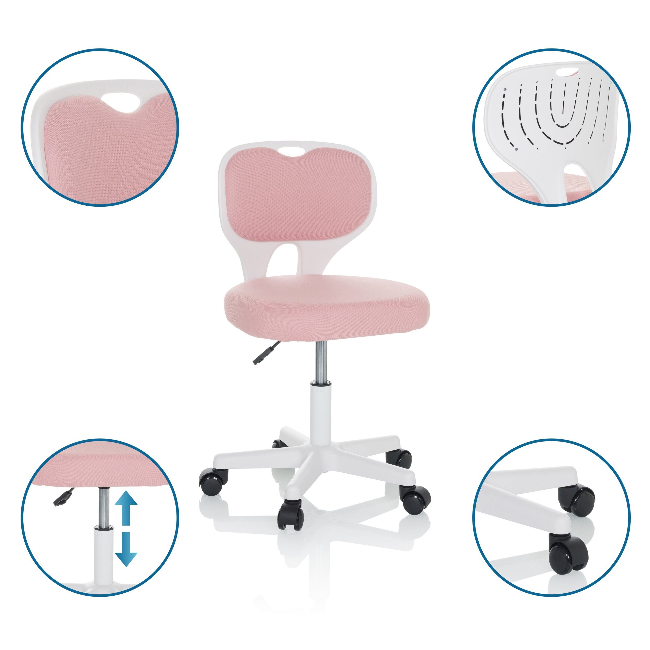 hjh OFFICE Drehstuhl Kinderdrehstuhl Kiddy Top W Stoff ohne Armlehnen (1 St), Kinder Bürostuhl mitwachsend, ergonomisch