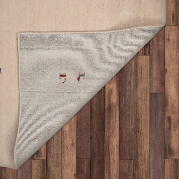 Teppich Wohnzimmerteppich Beige Wolle Gabbeh Handgewebt Ethno, TT Home, rechteckig, Höhe: 13 mm